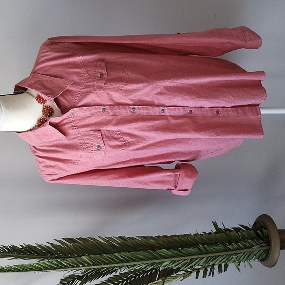 Cato heather red long sleeve button down Western look shirt - Picture 1 of 11